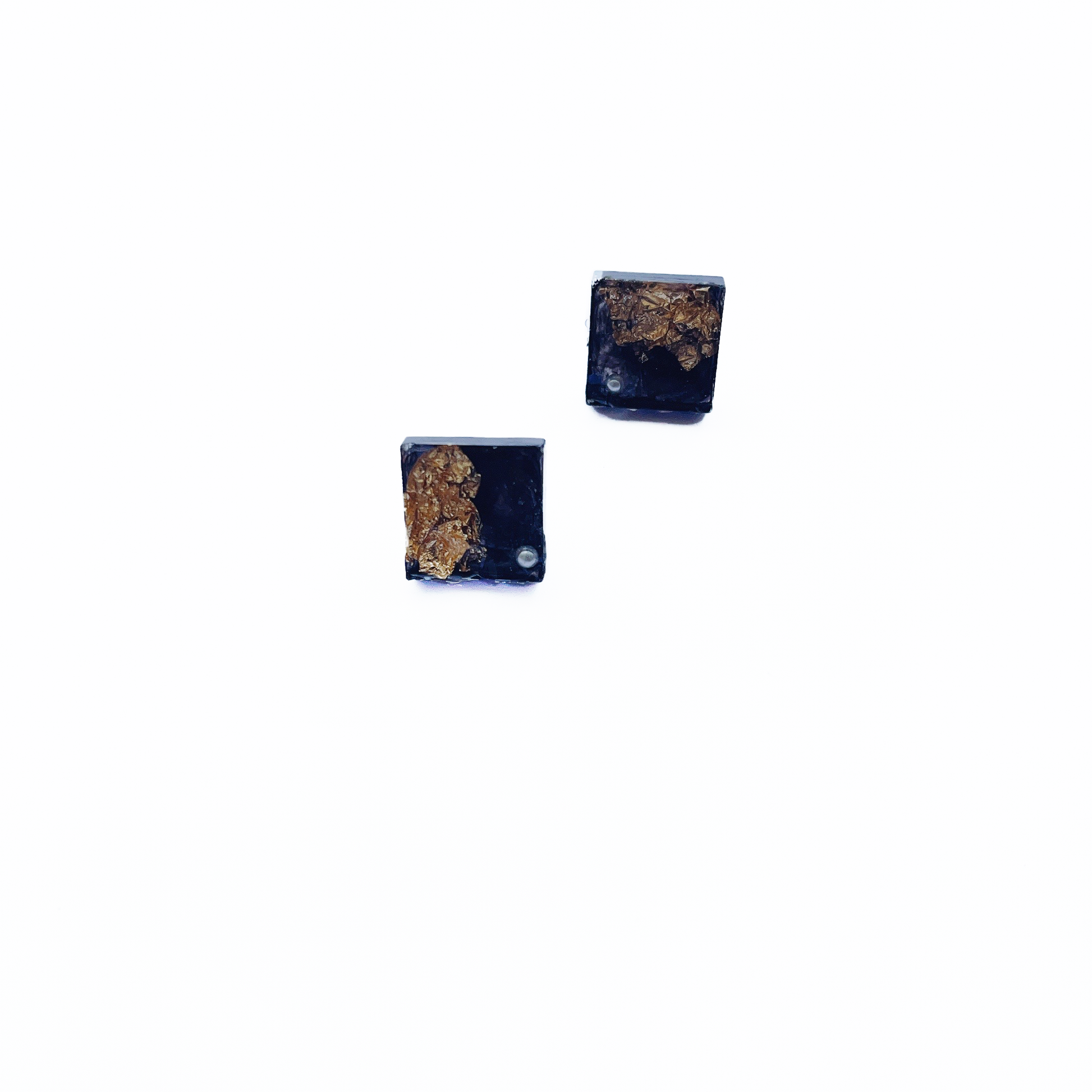 Japanese square resin earring, 14k gold filled by Hikaru Pearl