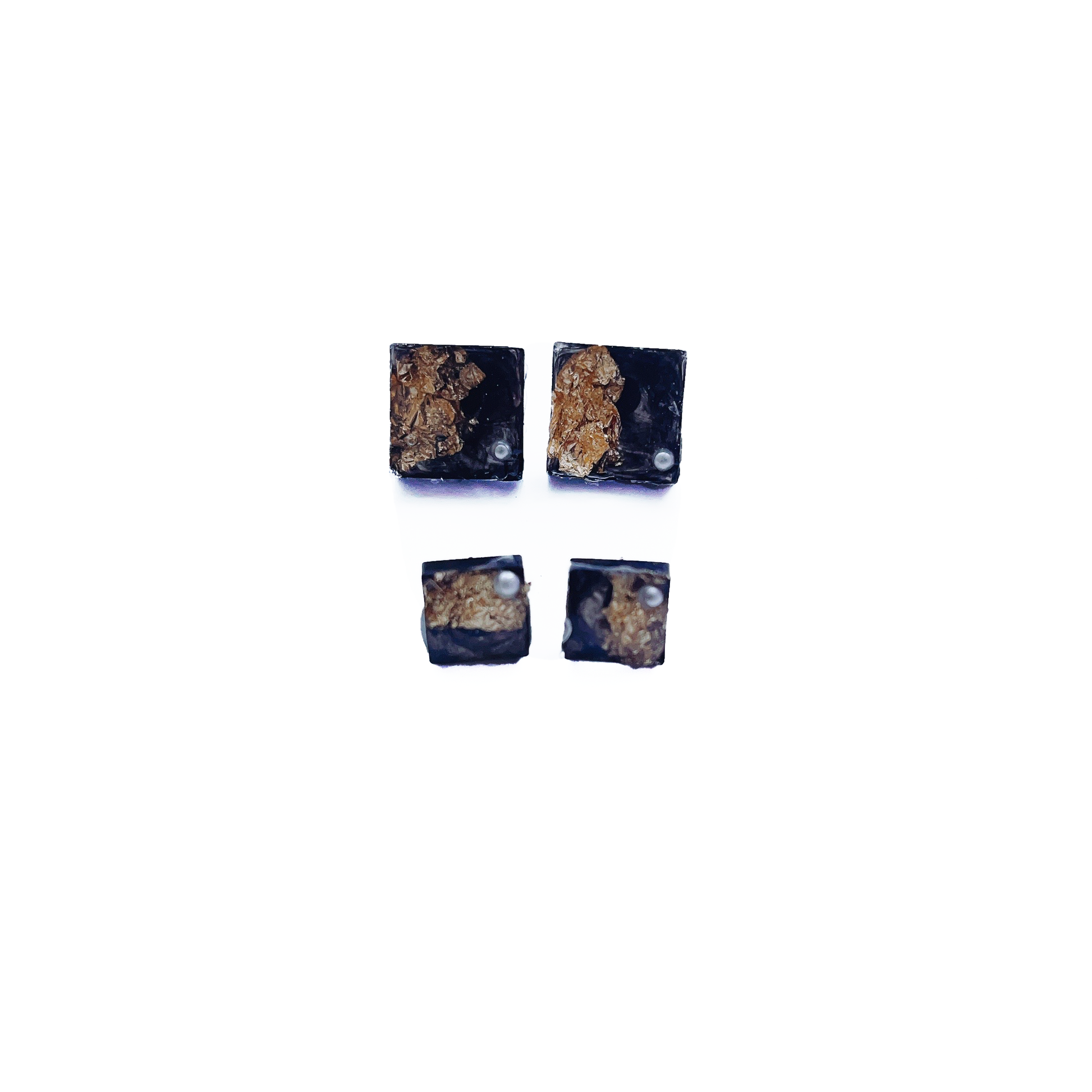Japanese square resin earring, 14k gold filled by Hikaru Pearl