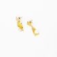 Curve golden plated earring with freshwater pearl by Hikaru Pearl