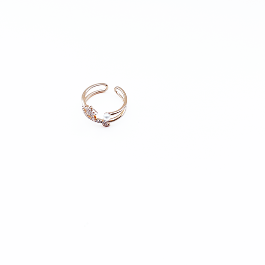 Double Layer Ring With One Small Pearl and the Star by Hikaru Pearl