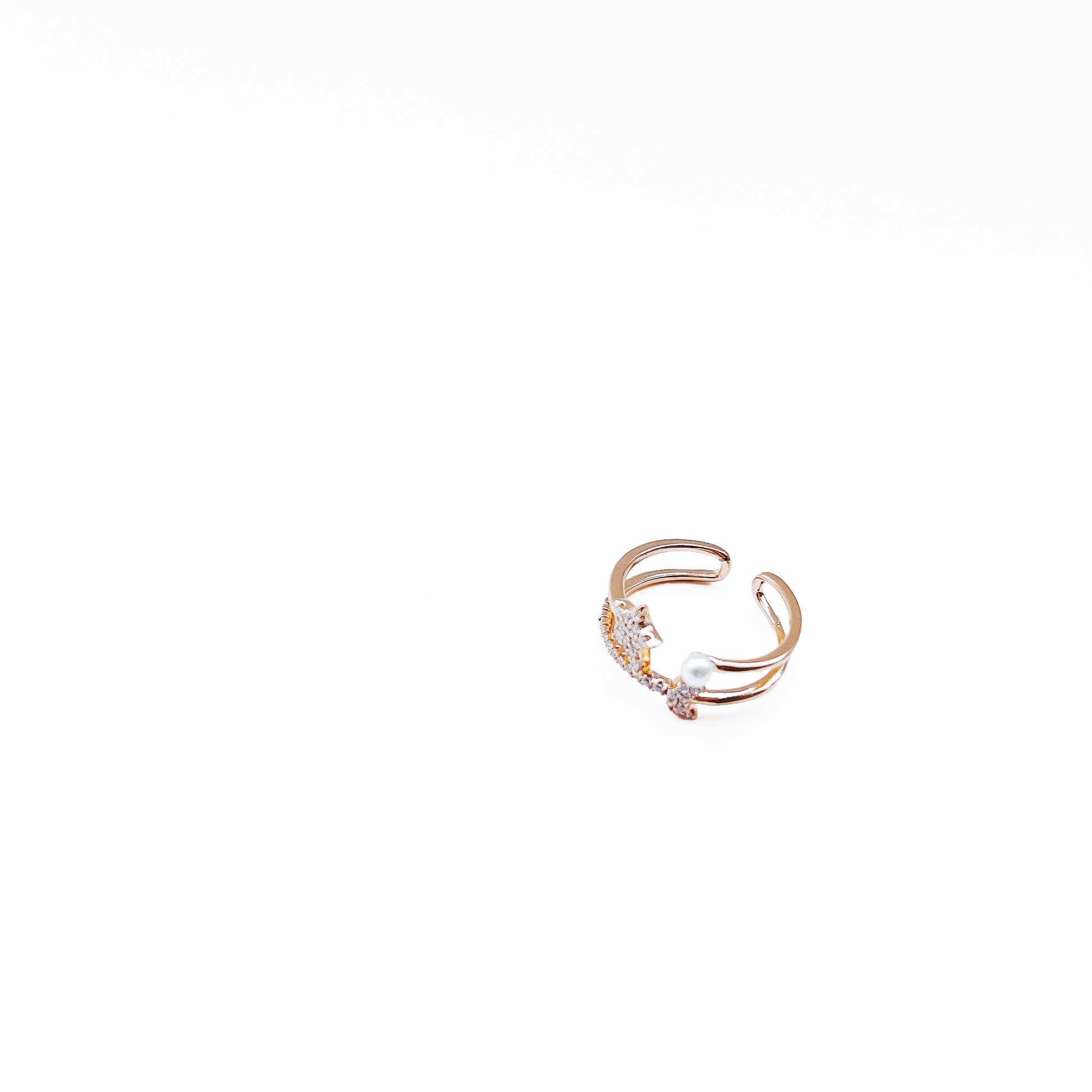 Double Layer Ring With One Small Pearl and the Star by Hikaru Pearl