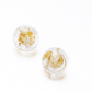  Earring With White Pearl, Gold Stones and Dry Flower. Pearl Earring by Hikaru Pearl