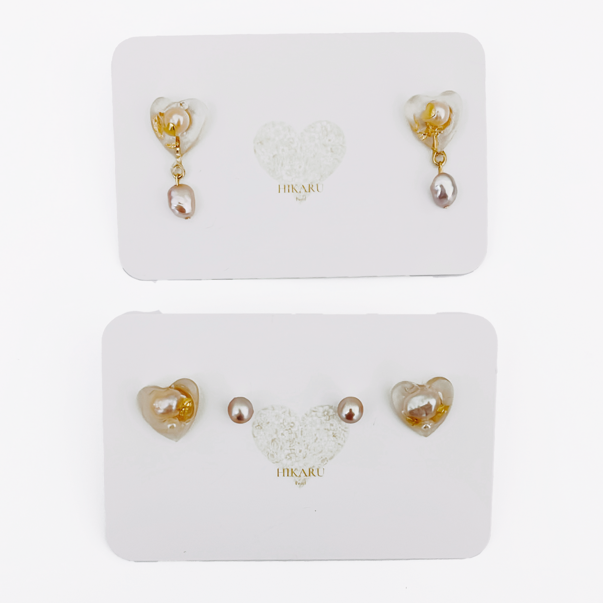 Valentine small stud and earring set by Hikaru Pearl