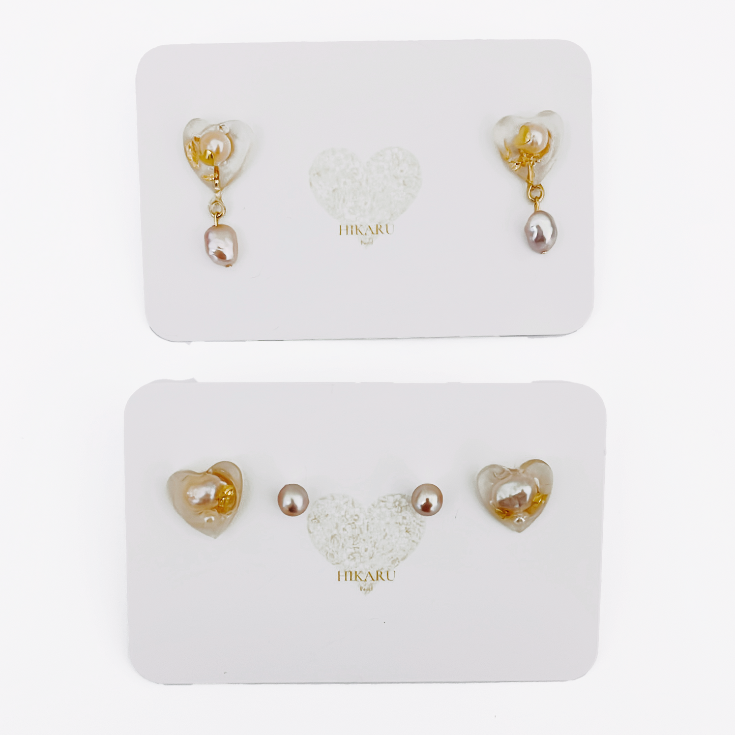 Valentine small stud and earring set by Hikaru Pearl