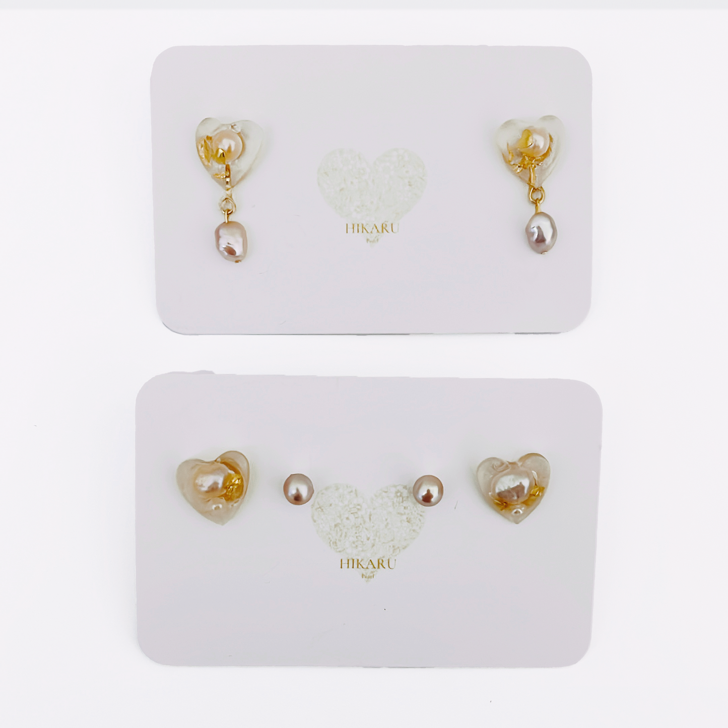 Valentine small stud and earring set by Hikaru Pearl