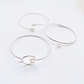 Open bracelet with two pearls, silver colour by Hikaru Pearl