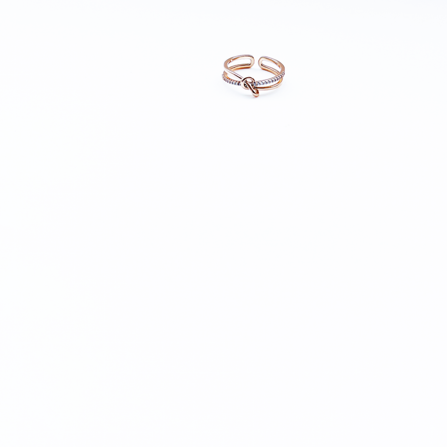 Embrace modern flair with adjustable knot ring in pink gold by Hikaru Pearl