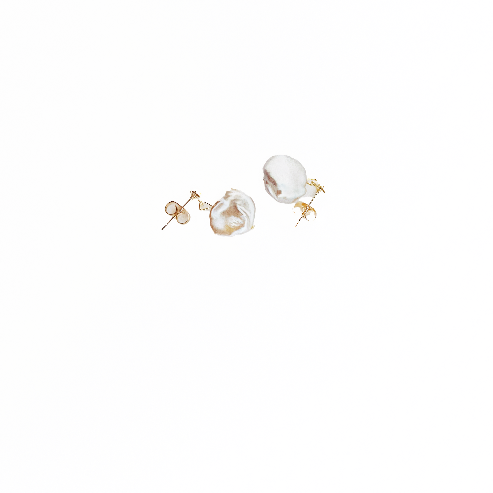 Natural Flatish Baroque Pearl Earring White or Purple, 14k gold filled by Hikaru Pearl