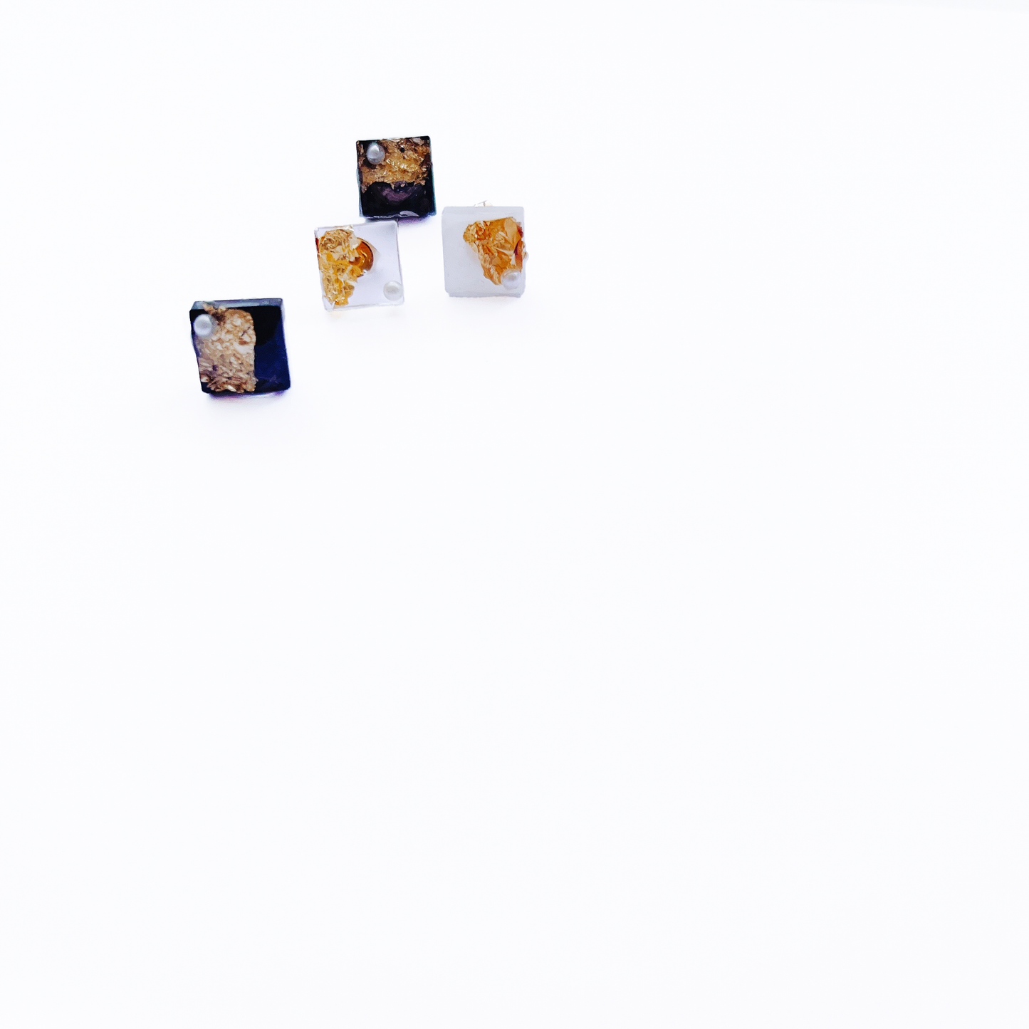 Japanese square resin earring, 14k gold filled by Hikaru Pearl