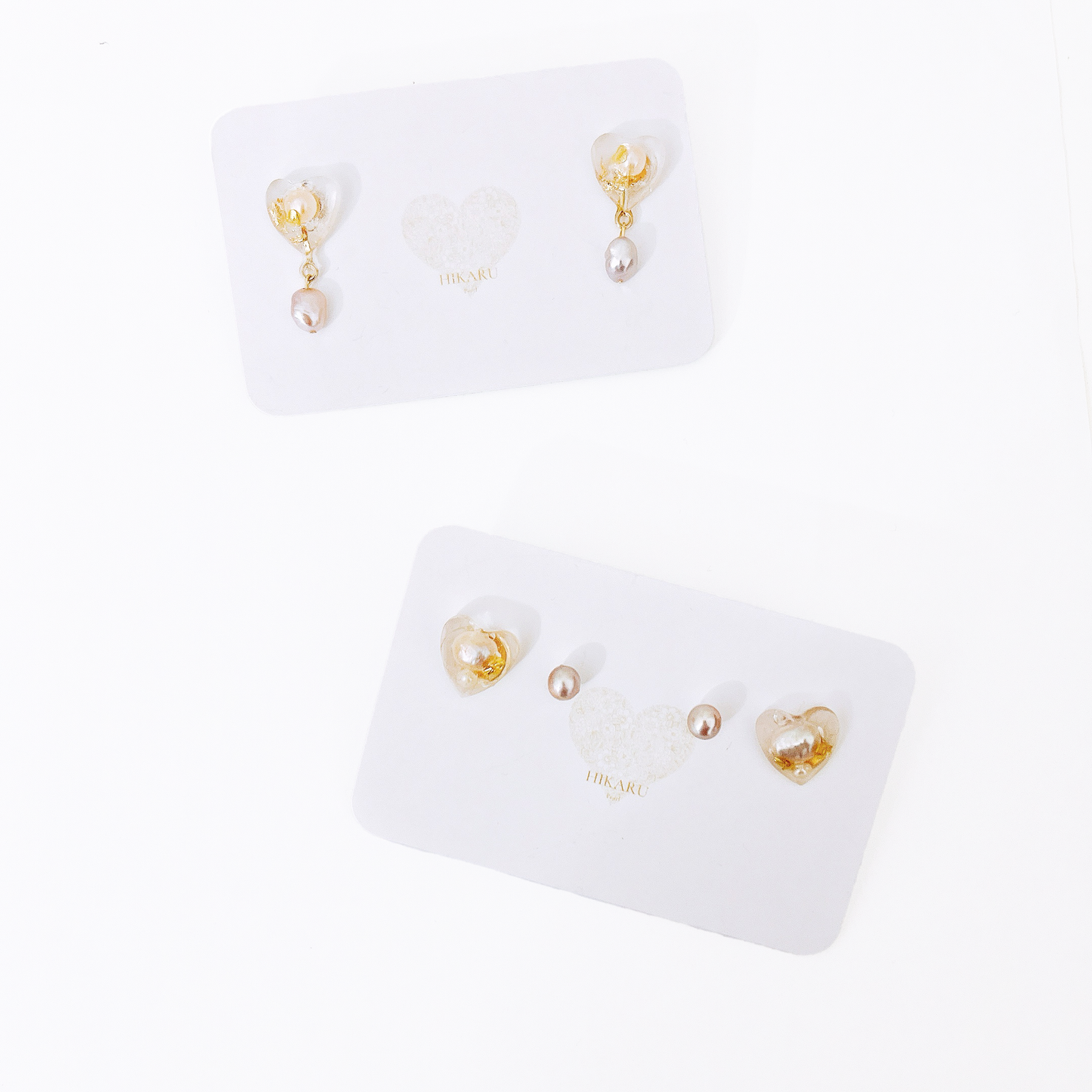 heart shaped earring and stud with pin natural freshwater pearl