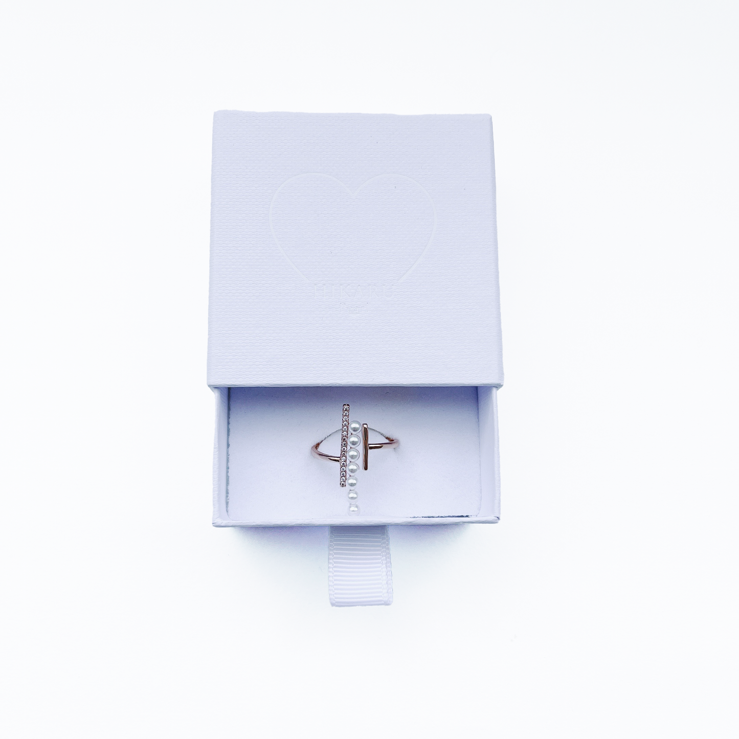 Stylish long pearl ring by Hikaru Pearl