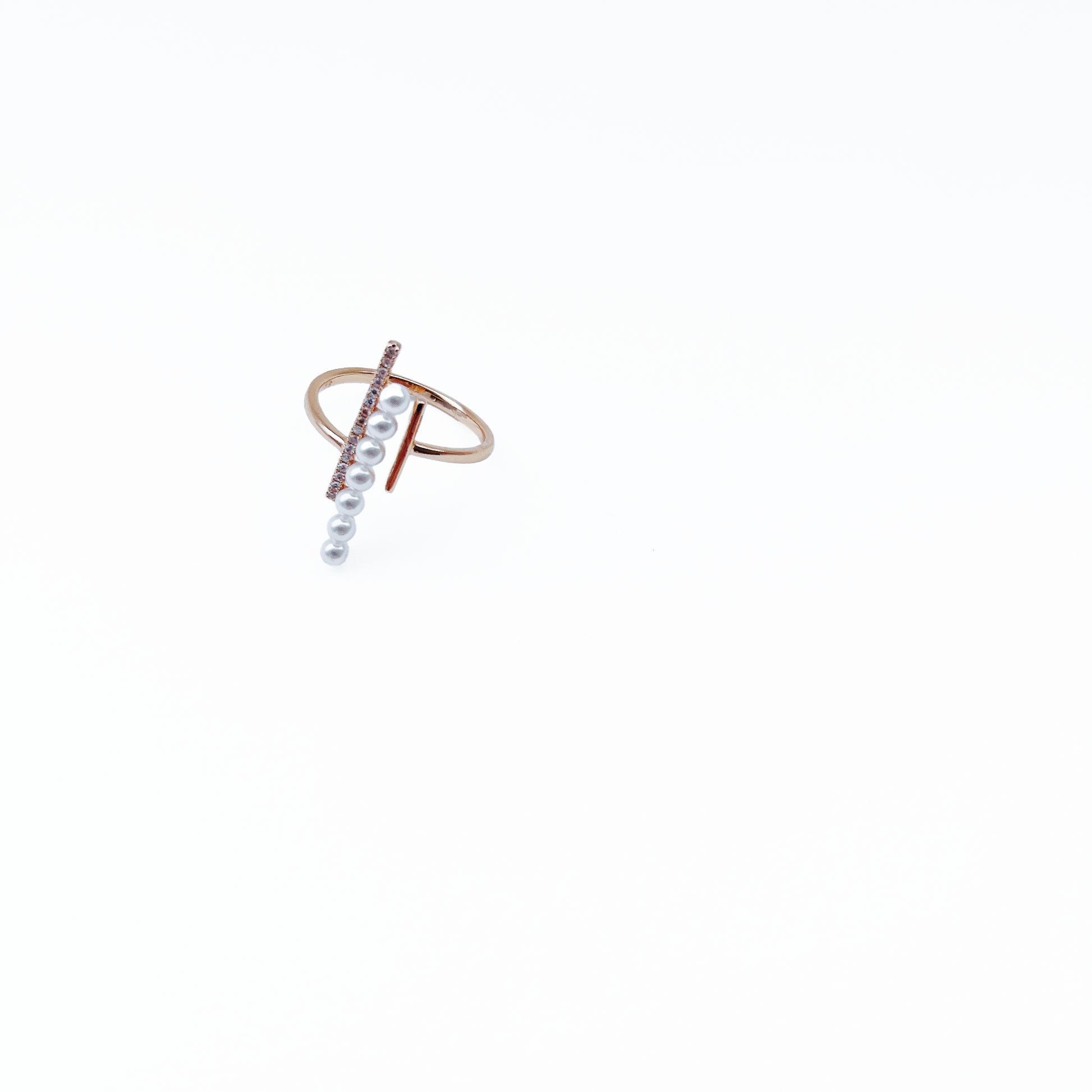 Stylish long pearl ring by Hikaru Pearl