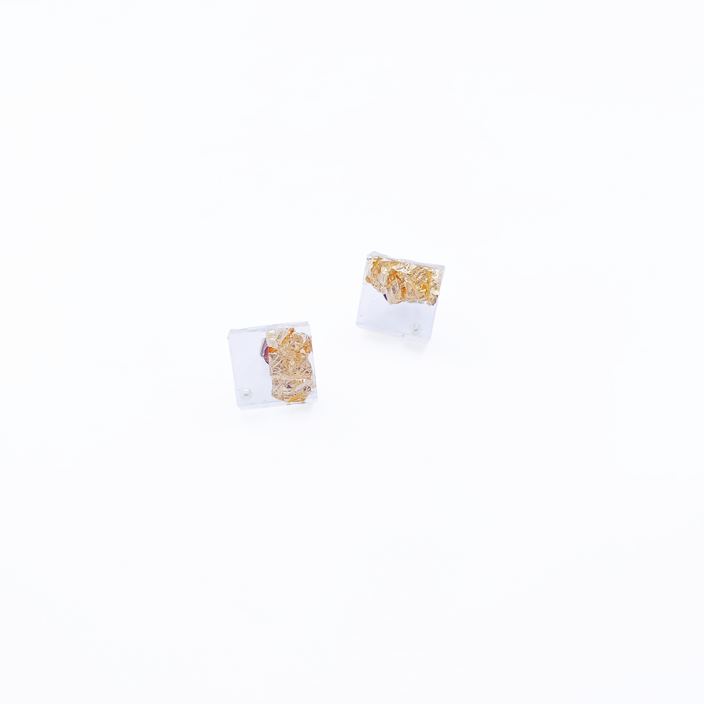 Japanese square resin earring, 14k gold filled by Hikaru Pearl