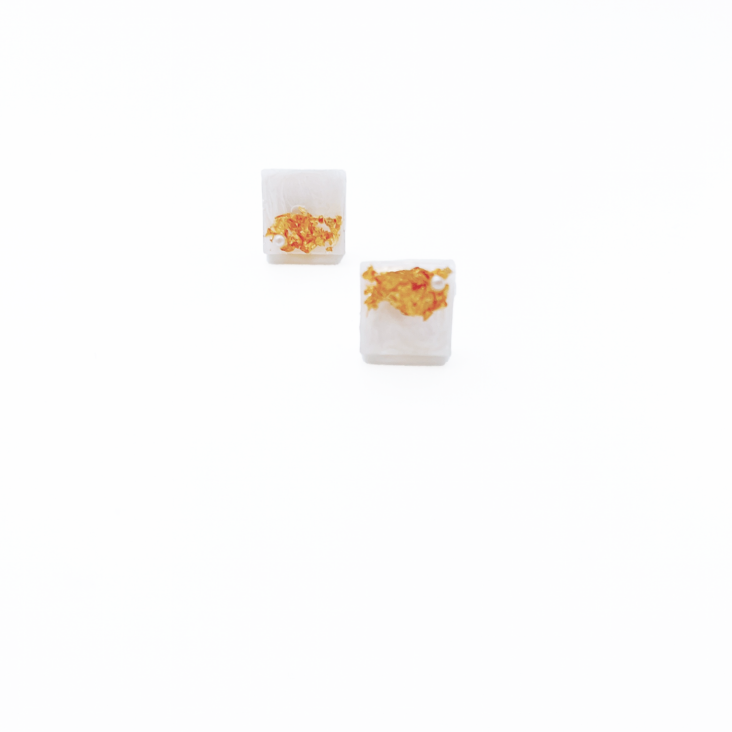 Japanese square resin earring, 14k gold filled by Hikaru Pearl