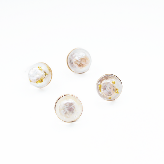 Earring With Baroque Natural Pearl and Golden Stones Pearl Earring by Hikaru Pearl
