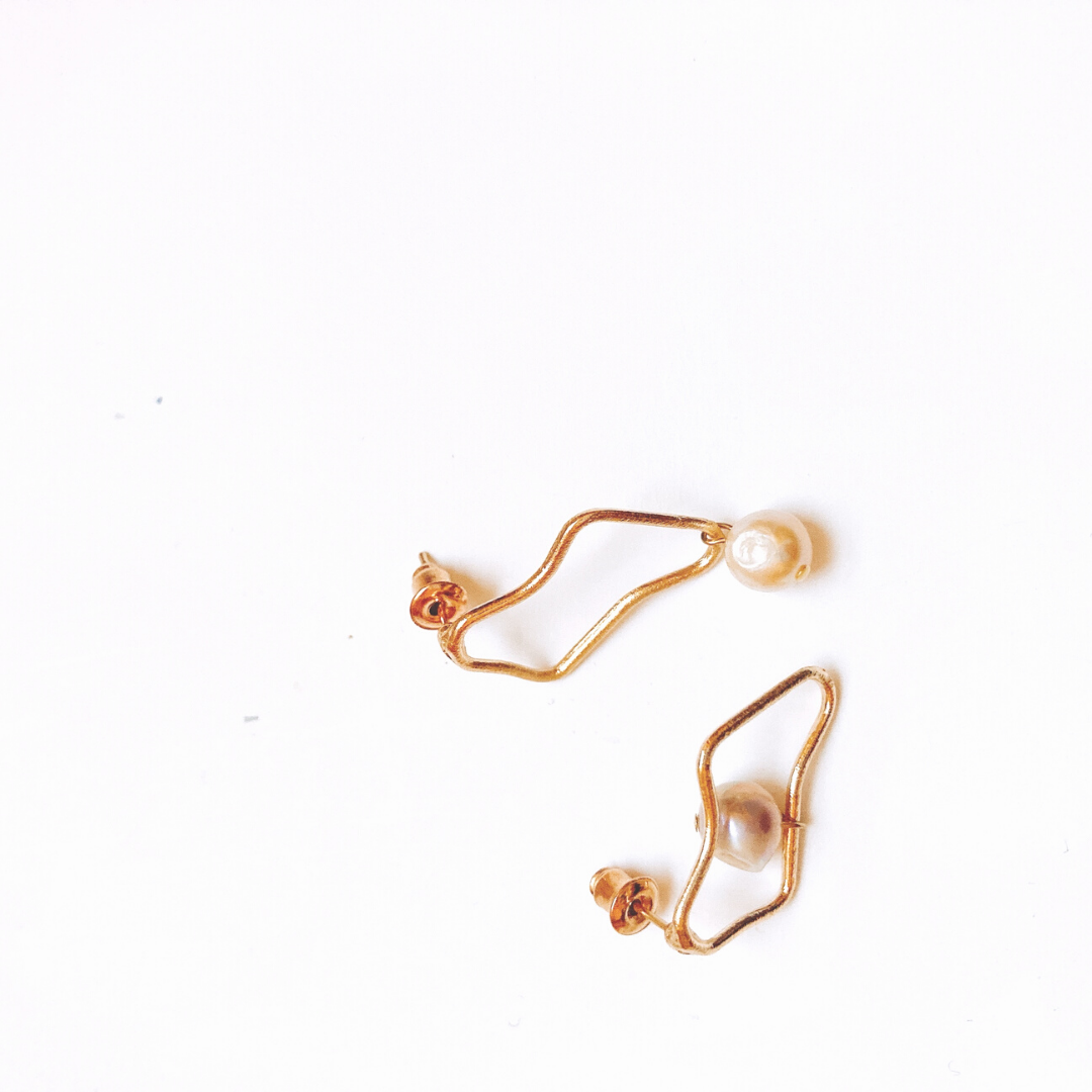 Earring With Natural Freshwater Pearl, Earrings by Hikaru Pearl