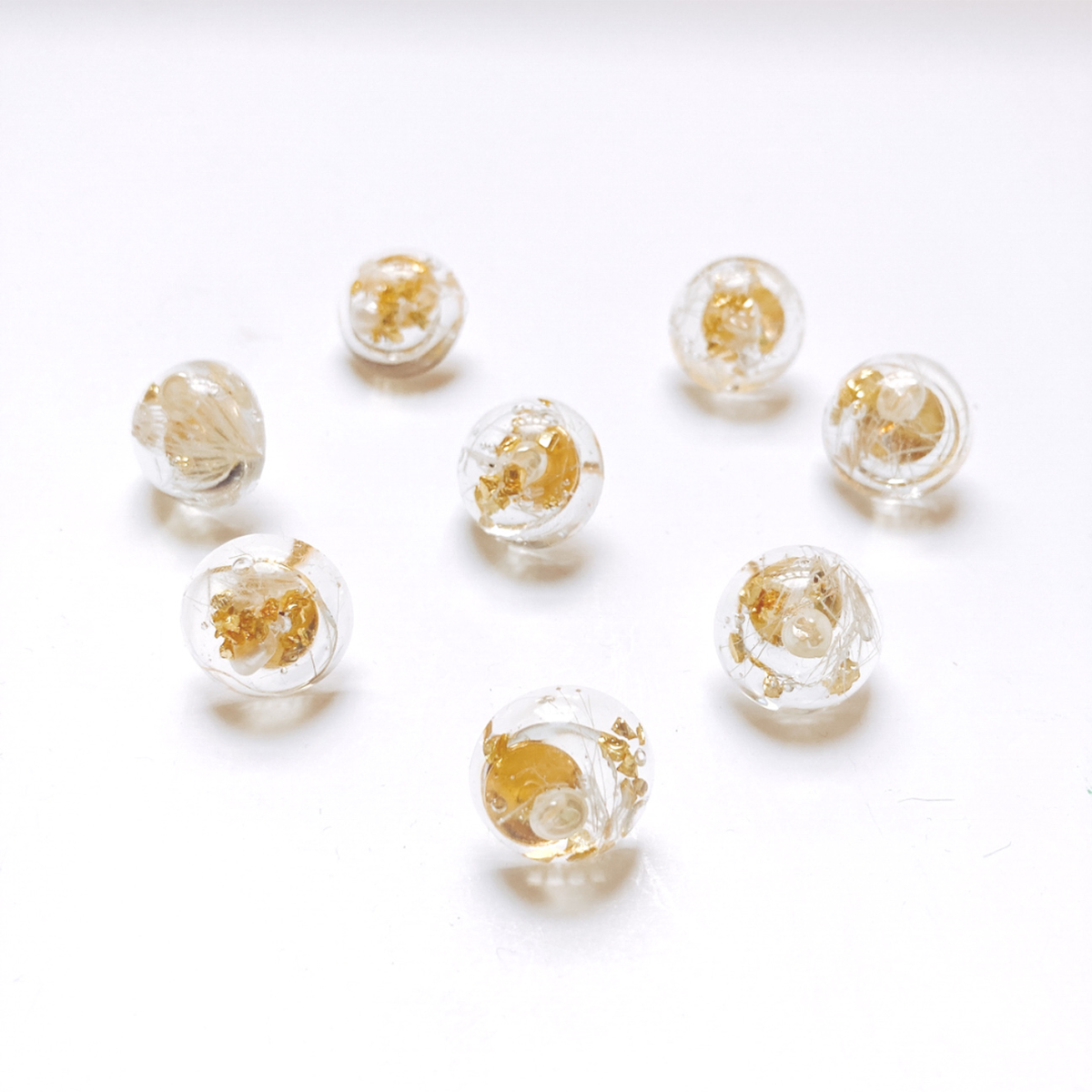  Earring With White Pearl, Gold Stones and Dry Flower. Pearl Earring by Hikaru Pearl