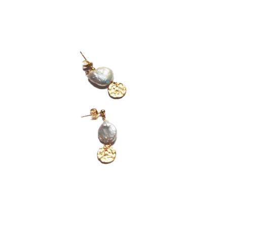 Baroque pearl circle earring, 14k gold filled pearl earrings  by Hikaru Pearl