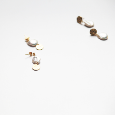 Baroque pearl circle earring, 14k gold filled pearl earrings  by Hikaru Pearl