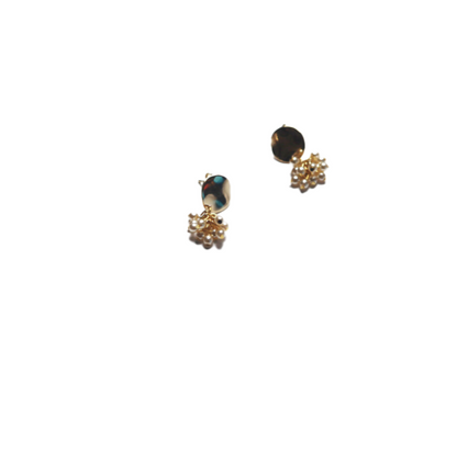 Golden-plated circle earrings with delicate pearl beads, inspired by Japan's cherry blossoms by Hikaru Pearl