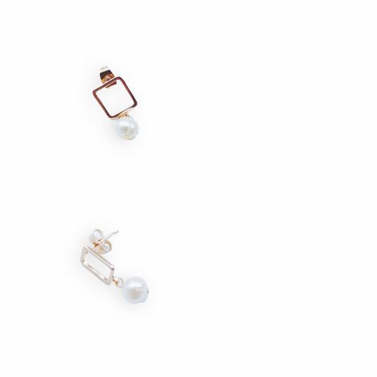 Tiny square contemporary, minimalistic earring by Hikaru Pearl